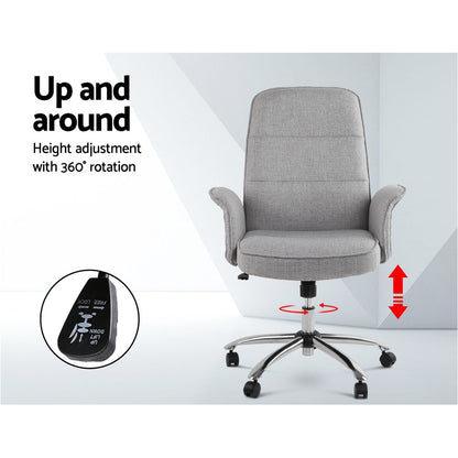 Artiss Fabric Office Chair Computer Chairs Grey - Cosy Abode