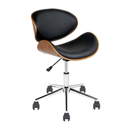 Artiss Wooden Office Chair Leather Seat Black - Cosy Abode