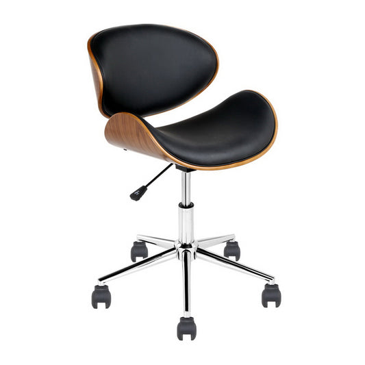 Artiss Wooden Office Chair Leather Seat Black - Cosy Abode