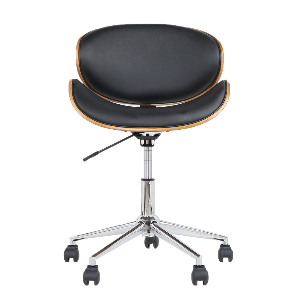 Artiss Wooden Office Chair Leather Seat Black - Cosy Abode