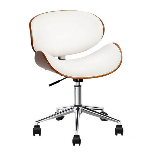 Artiss Wooden Office Chair Leather Seat White - Cosy Abode