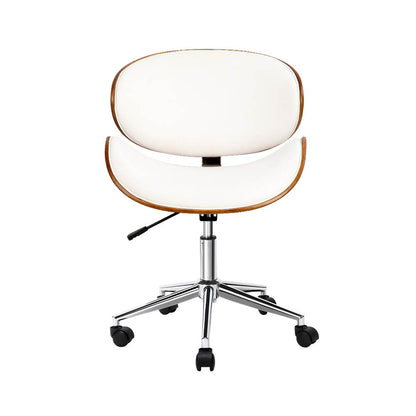 Artiss Wooden Office Chair Leather Seat White - Cosy Abode