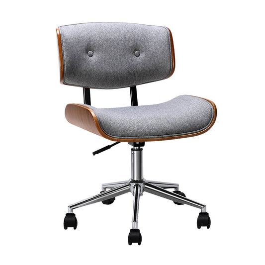 Artiss Wooden Office Chair Fabric Seat Grey - Cosy Abode