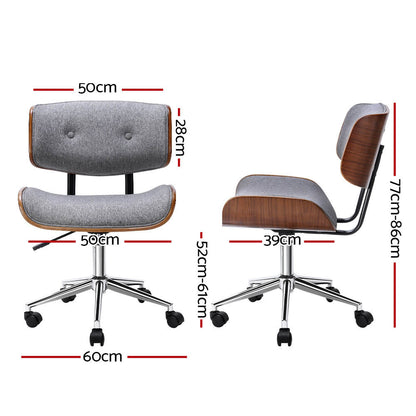 Artiss Wooden Office Chair Fabric Seat Grey - Cosy Abode