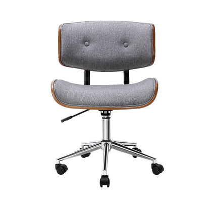 Artiss Wooden Office Chair Fabric Seat Grey - Cosy Abode