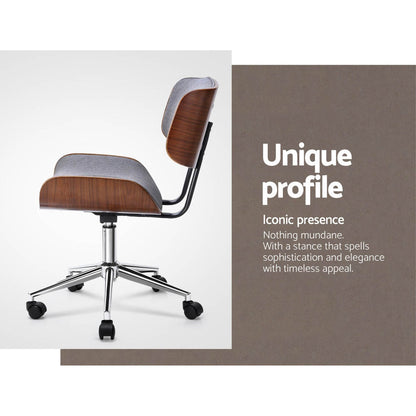 Artiss Wooden Office Chair Fabric Seat Grey - Cosy Abode