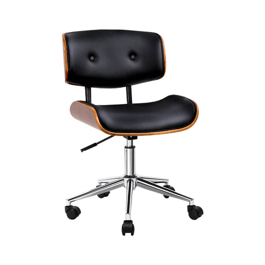 Artiss Wooden Office Chair Fabric Seat Black - Cosy Abode