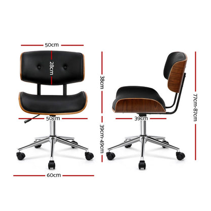 Artiss Wooden Office Chair Fabric Seat Black - Cosy Abode