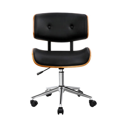 Artiss Wooden Office Chair Fabric Seat Black - Cosy Abode
