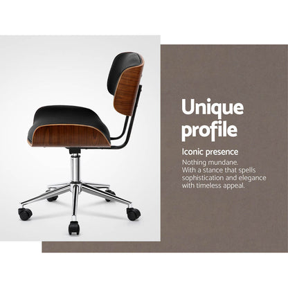 Artiss Wooden Office Chair Fabric Seat Black - Cosy Abode