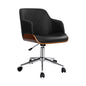 Artiss Wooden Office Chair Fabric Seat Black - Cosy Abode