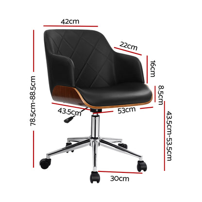 Artiss Wooden Office Chair Fabric Seat Black - Cosy Abode