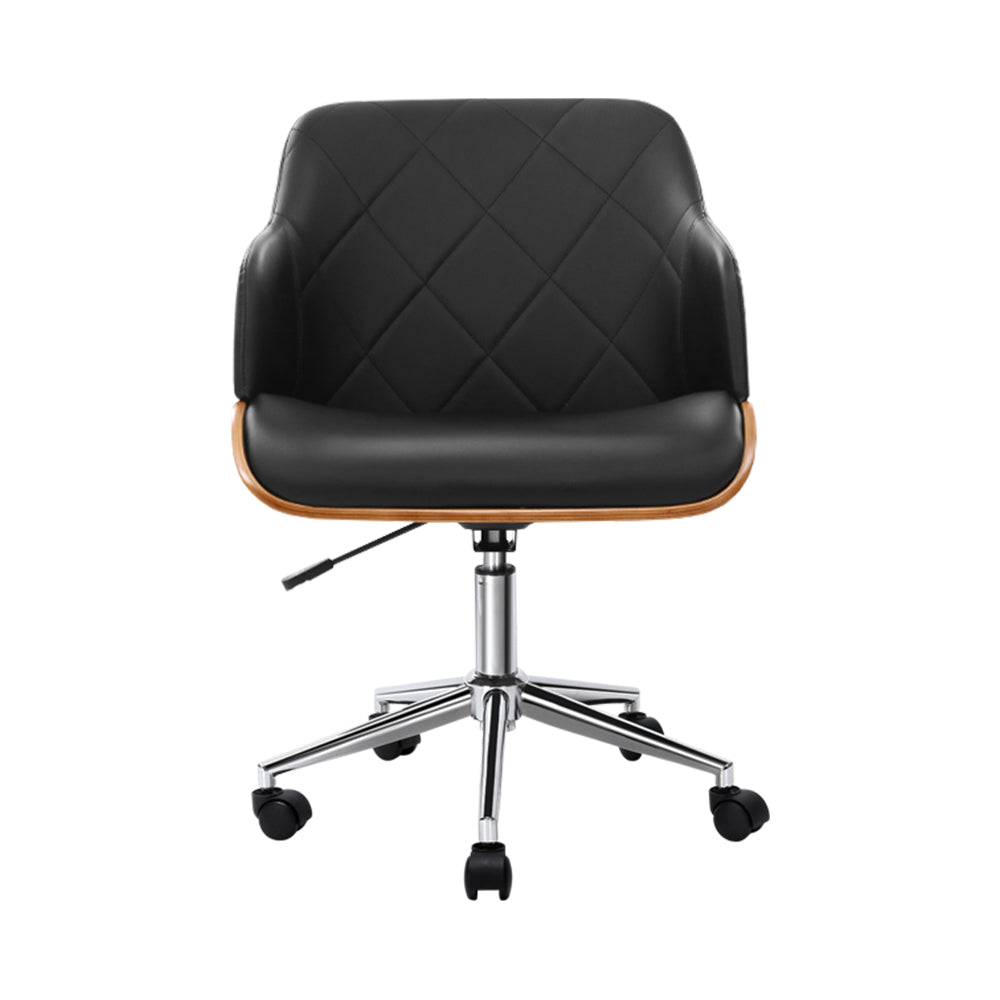 Artiss Wooden Office Chair Fabric Seat Black - Cosy Abode