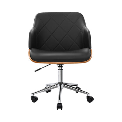 Artiss Wooden Office Chair Fabric Seat Black - Cosy Abode