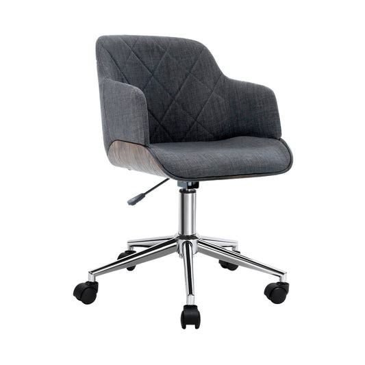 Artiss Wooden Office Chair Fabric Seat Grey - Cosy Abode