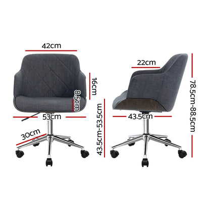 Artiss Wooden Office Chair Fabric Seat Grey - Cosy Abode