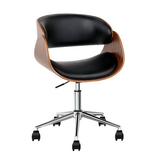 Artiss Wooden Office Chair Leather Seat Black - Cosy Abode