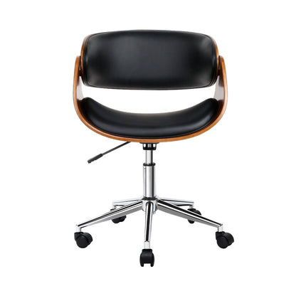 Artiss Wooden Office Chair Leather Seat Black - Cosy Abode