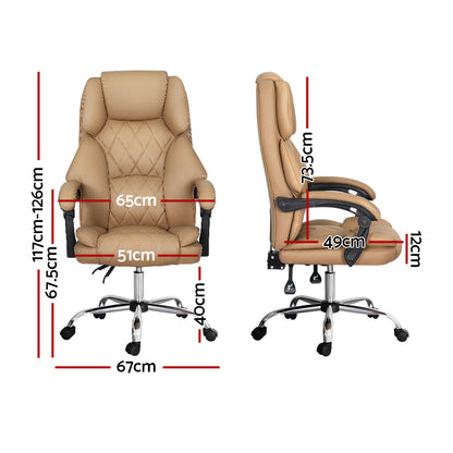 Artiss Executive Office Chair Leather Recliner Espresso - Cosy Abode