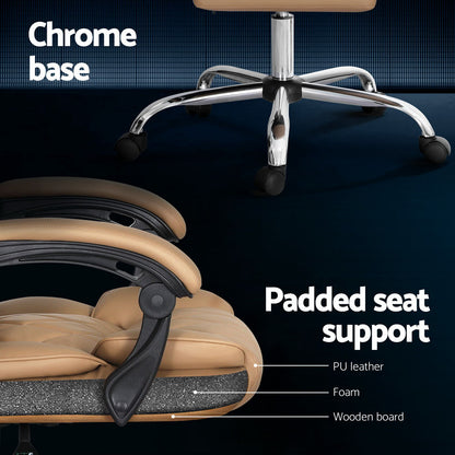 Artiss Executive Office Chair Leather Recliner Espresso - Cosy Abode