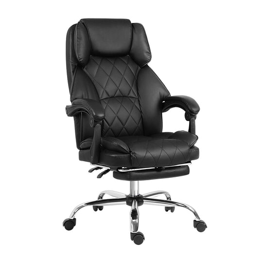 Artiss Executive Office Chair Leather Footrest Black - Cosy Abode