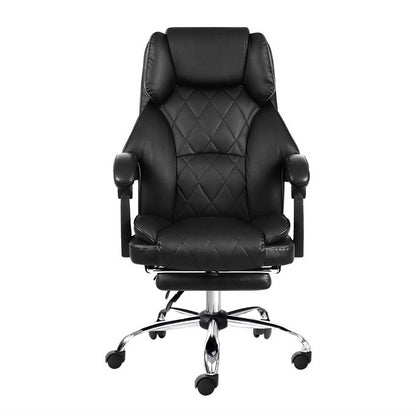 Artiss Executive Office Chair Leather Footrest Black - Cosy Abode
