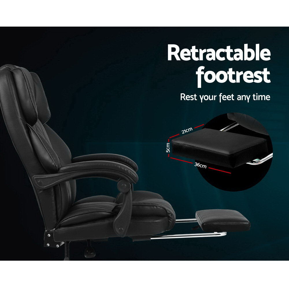 Artiss Executive Office Chair Leather Footrest Black - Cosy Abode