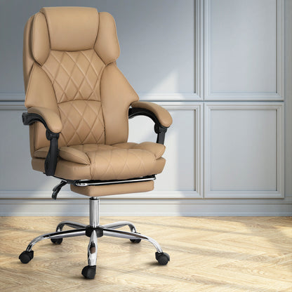 Artiss Executive Office Chair Leather Footrest Espresso - Cosy Abode
