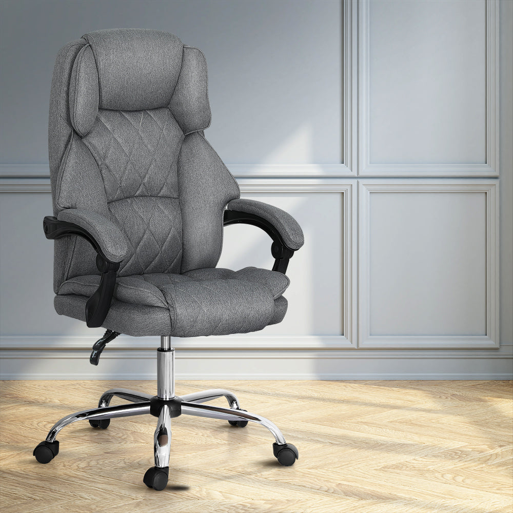 Artiss Executive Office Chair Fabric Recliner Grey - Cosy Abode