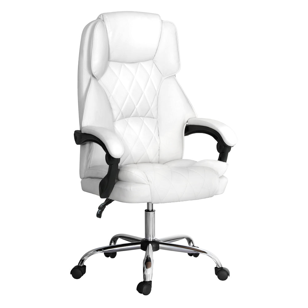 Artiss Executive Office Chair Leather Recliner White - Cosy Abode