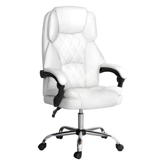 Artiss Executive Office Chair Leather Recliner White - Cosy Abode