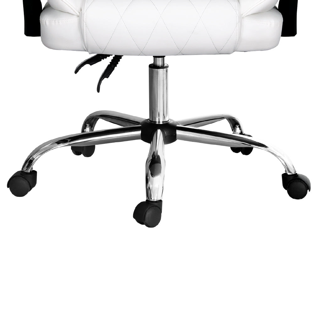Artiss Executive Office Chair Leather Recliner White - Cosy Abode