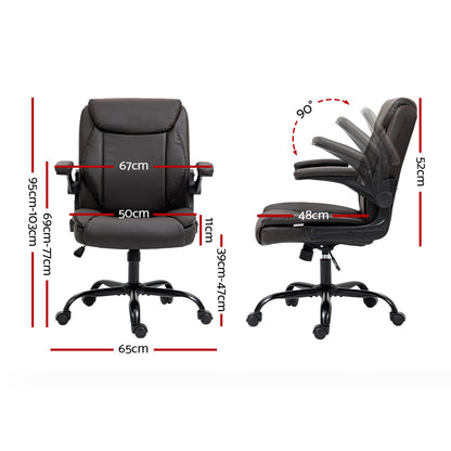 Artiss Executive Office Chair Mid Back Brown - Cosy Abode
