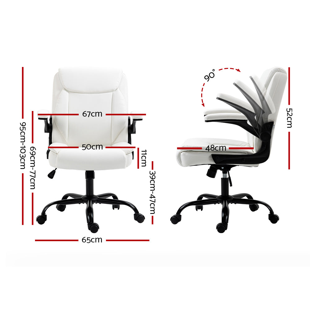 Artiss Executive Office Chair Mid Back White - Cosy Abode