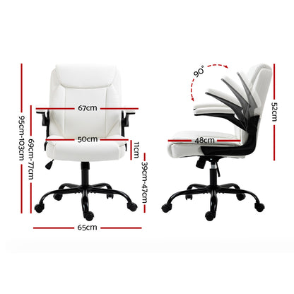 Artiss Executive Office Chair Mid Back White - Cosy Abode