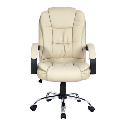 Artiss Executive Office Chair Leather Tilt Beige - Cosy Abode
