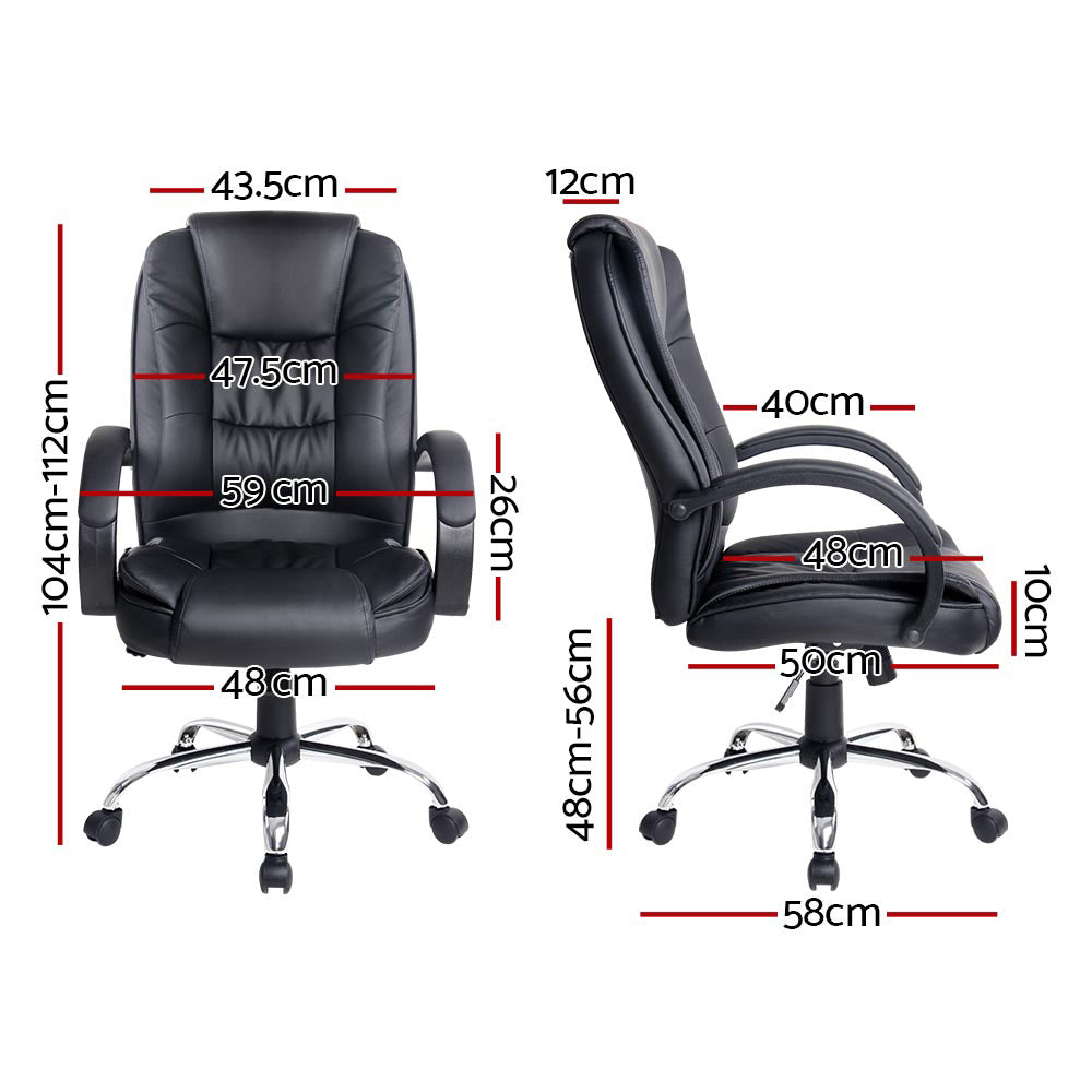 Artiss Executive Office Chair Leather Tilt Black - Cosy Abode