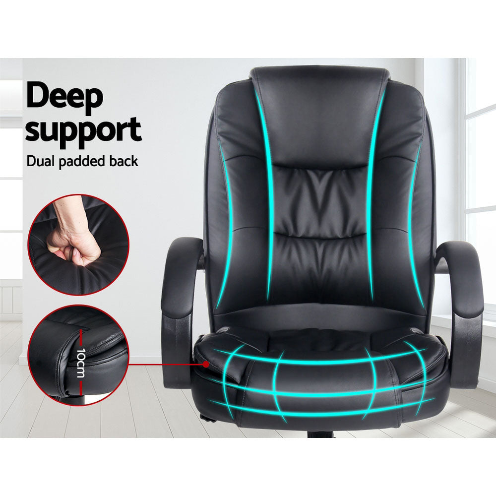 Artiss Executive Office Chair Leather Tilt Black - Cosy Abode