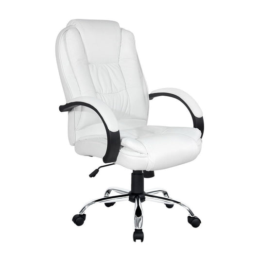 Artiss Executive Office Chair Leather Tilt White - Cosy Abode