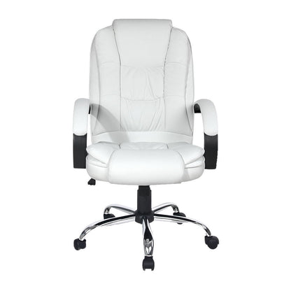 Artiss Executive Office Chair Leather Tilt White - Cosy Abode