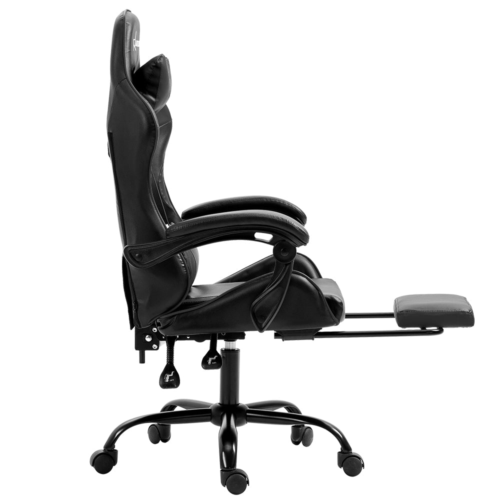Artiss Gaming Office Chair Executive Computer Leather Chairs Footrest Grey - Cosy Abode