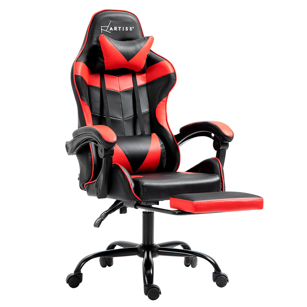 Artiss Gaming Office Chair Recliner Footrest Red - Cosy Abode
