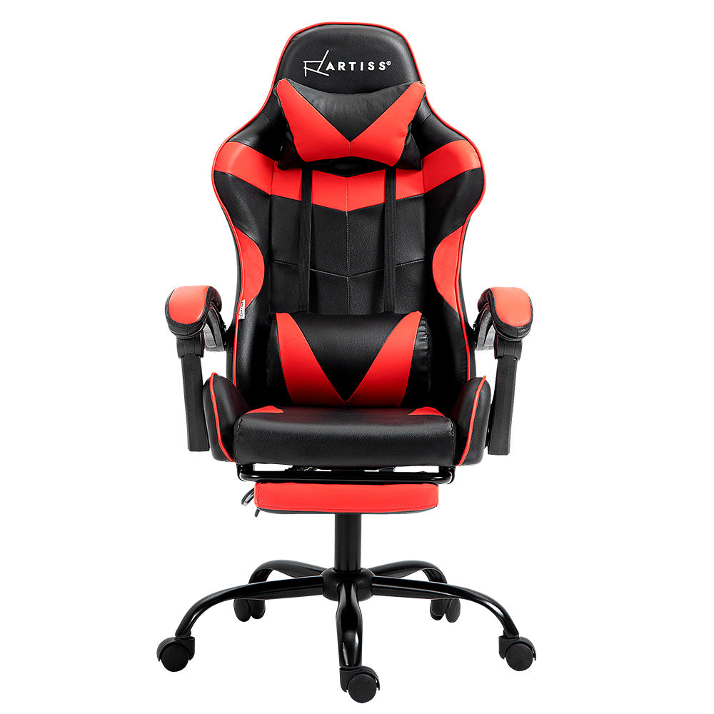 Artiss Gaming Office Chair Recliner Footrest Red - Cosy Abode