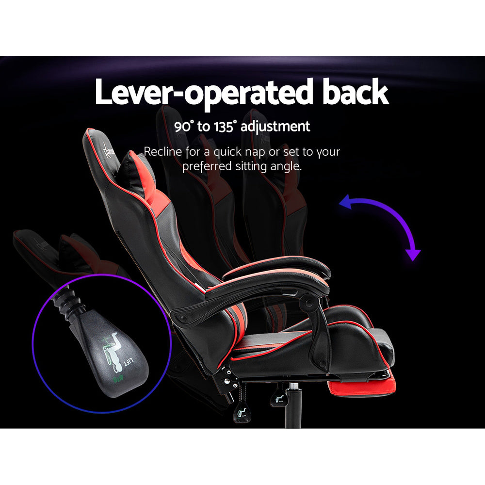 Artiss Gaming Office Chair Recliner Footrest Red - Cosy Abode