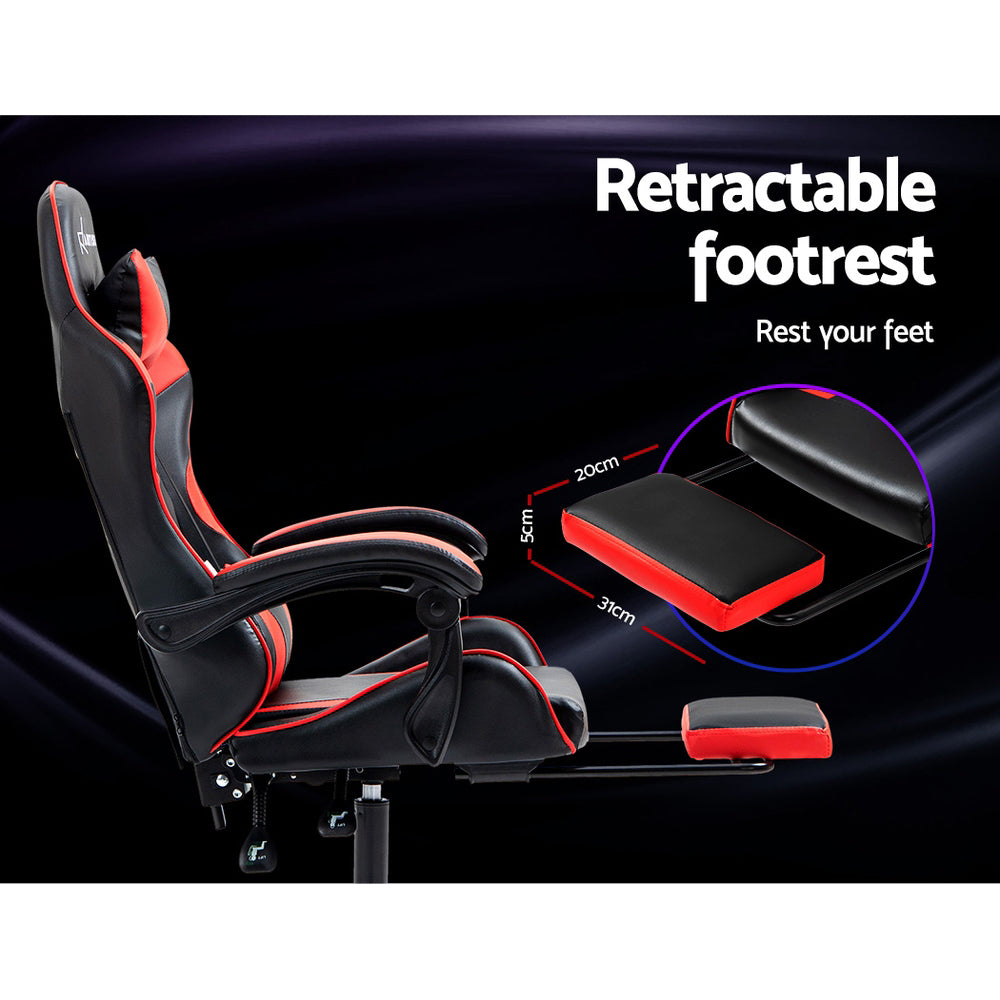 Artiss Gaming Office Chair Recliner Footrest Red - Cosy Abode