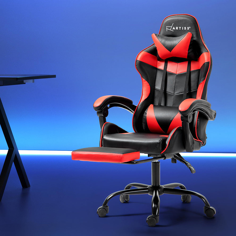 Artiss Gaming Office Chair Recliner Footrest Red - Cosy Abode