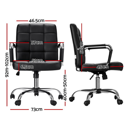 Artiss Office Chair PU Leather Mid Back Black - Cosy Abode