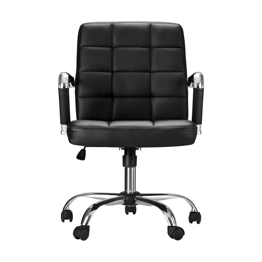 Artiss Office Chair PU Leather Mid Back Black - Cosy Abode