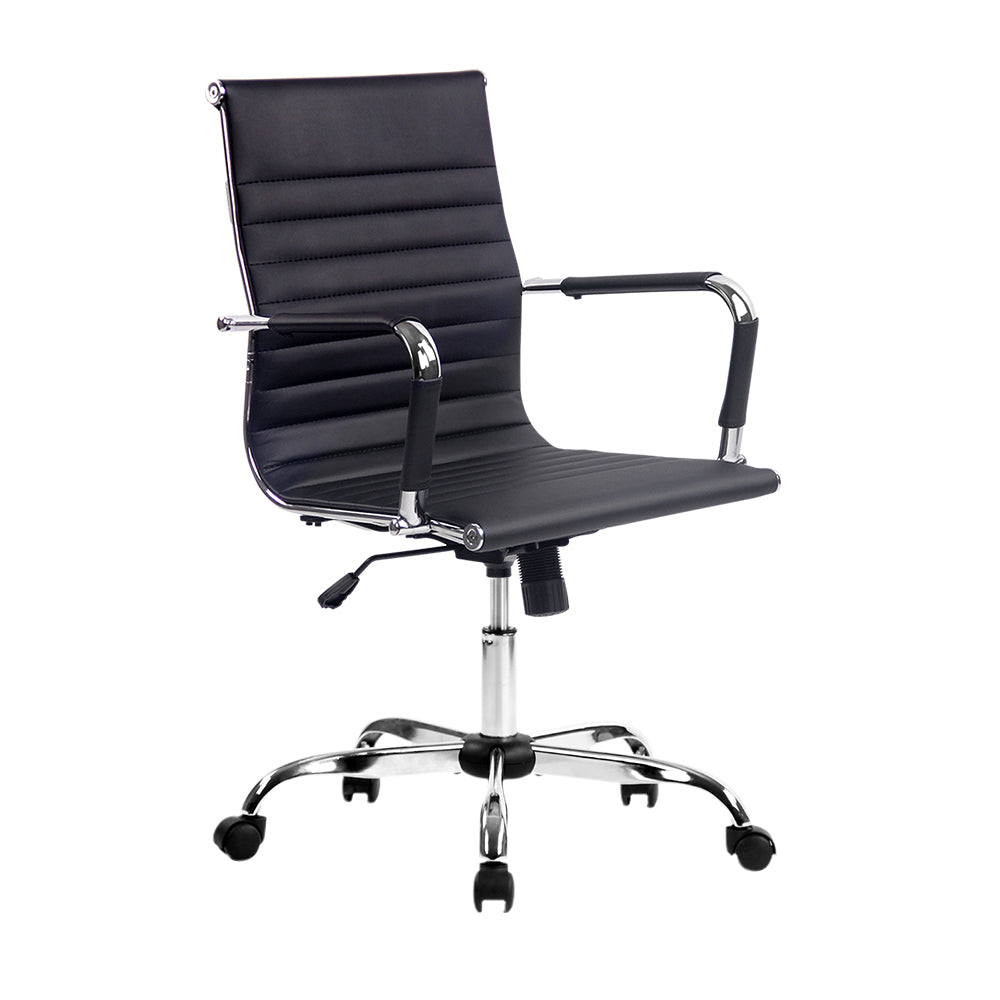Artiss Office Chair Conference Chairs PU Leather Mid Back Black - Cosy Abode