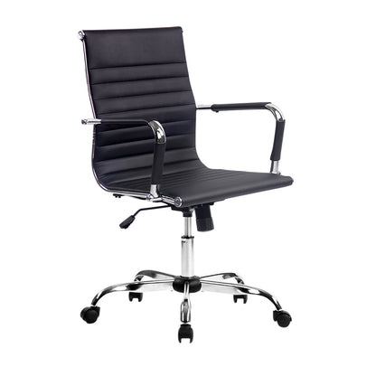 Artiss Office Chair Conference Chairs PU Leather Mid Back Black - Cosy Abode